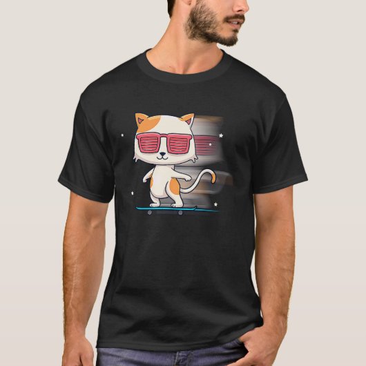 スケートボード猫の飼い主 Tシャツ (正面)