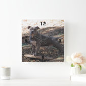 スケートボード番号付きウォールクロック付きピットブル スクエア壁時計 (ホーム)