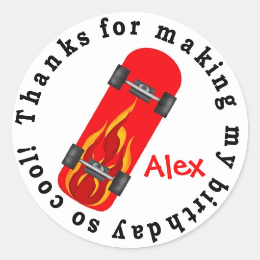 スケートボード誕生日シール ラウンドシール (正面)