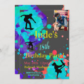 スケートボード誕生日フォト招待状任意の年齢 招待状 (正面/裏面)