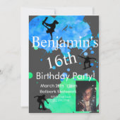 スケートボード誕生日フォト招待状, 招待状 (正面)
