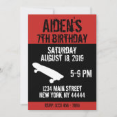 スケートボード誕生日招待状、スケートボード10代の、 招待状 (正面)