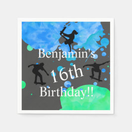 スケートボード誕生日16誕生日 スタンダードカクテルナプキン