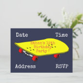 スケートボード10代の少年のスポーツ誕生日パーティー 招待状 (スタンド正面)