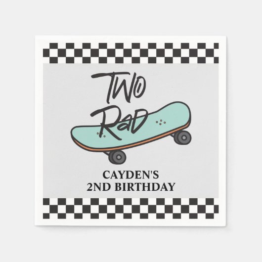スケートボード2素晴らしい2nd誕生日 スタンダードカクテルナプキン (正面)