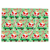 スケートボード サンタ クリスマス ホリデー ラージペーパーバッグ (裏面)