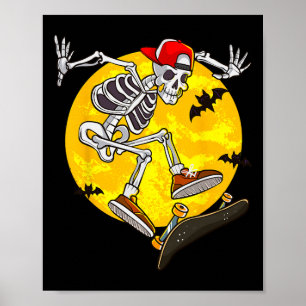 スケートボード スケルトン 楽しいハロウィンコスチューム スケート ポスター