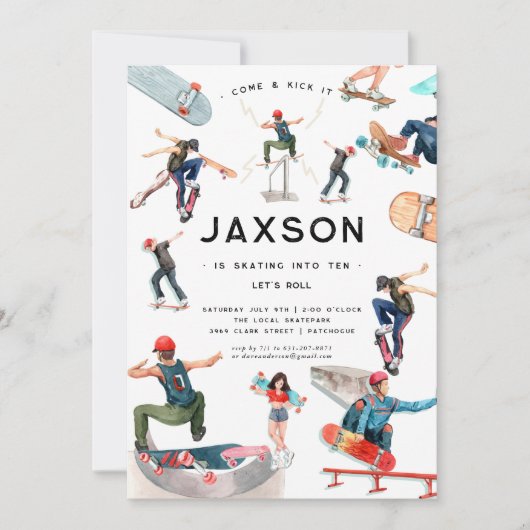 スケートボード |スケーター誕生日パーティー 招待状 (正面)