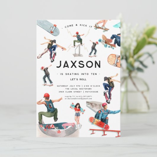 スケートボード |スケーター誕生日パーティー 招待状 (スタンド正面)
