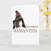 スケートボード　ハッピー・バースデー　ガール カード (黄色い花)