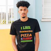 スケートボード,ピザ,ユニセックス睡眠 Tシャツ