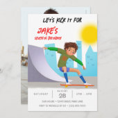 スケートボード フォト スケートパーク 男の子 誕生日パーティー 招待状 (正面/裏面)