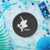 スケートボード;ブラック&ダークグレーストライプ ペーパープレート (パーティー)