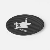 スケートボード;ブラック&ダークグレーストライプ ペーパープレート (アングル)