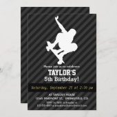 スケートボード;ブラック&ダークグレーストライプ 招待状 (正面/裏面)