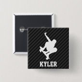 スケートボード;ブラック&ダークグレーストライプ 缶バッジ (正面&裏面)