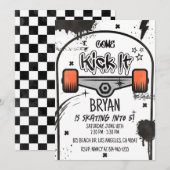スケートボード ホワイト ご招待 招待状 (正面/裏面)