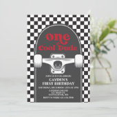 スケートボード ワンクールデュード 1歳の誕生日パーティー招待状 招待状 (スタンド正面)