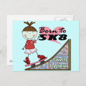 スケートボード – Brunette Girl Tシャツとギフト ポストカード (正面/裏面)