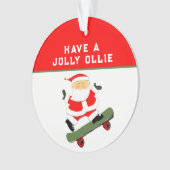 スケートボーパーソナライズされたダーホリデーギフト オーナメント (正面)
