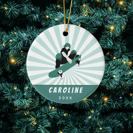 スケートボーモダンディングガールズスケーター名スポーツカッコいいスポーツ セラミックオーナメント