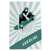 スケートボーモダンディングガールズスケーター名スポーツカッコいいスポーツ ミディアムペーパーバッグ (裏面)