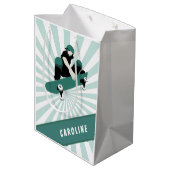 スケートボーモダンディングガールズスケーター名スポーツカッコいいスポーツ ミディアムペーパーバッグ (裏面アングル)