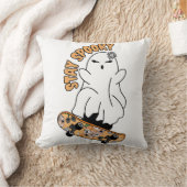 スケートボー不気味ドの「ステイ」幽霊 – オレンジクール色 クッション (ブランケット)