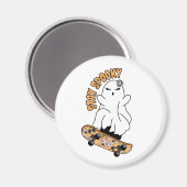 スケートボー不気味ドの「ステイ」幽霊 – オレンジクール色 マグネット (正面/裏面)