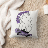 スケートボー不気味ドの「ステイ」幽霊 – パープクールリ クッション (ブランケット)