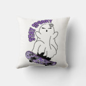 スケートボー不気味ドの「ステイ」幽霊 – パープクールリ クッション (裏面)