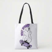 スケートボー不気味ドの「ステイ」幽霊 – パープクールリ トートバッグ (正面)