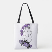 スケートボー不気味ドの「ステイ」幽霊 – パープクールリ トートバッグ (裏面)