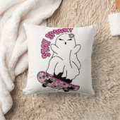 スケートボー不気味ドの「ステイ」幽霊 – ピクールンク クッション (ブランケット)