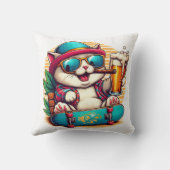 スケートボー祝ドにサングラスをつけた猫 クッション (裏面)