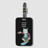 スケートボー食べ物ディングキャットスケートで滑る ラゲッジタグ (正面縦)