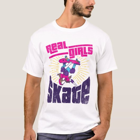 スケートボ実在ーディングガールズスケート Tシャツ (正面)