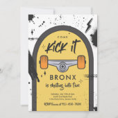 スケートボ来ードキックイットアーバンスポーツ誕生日パーティー 招待状 (正面)