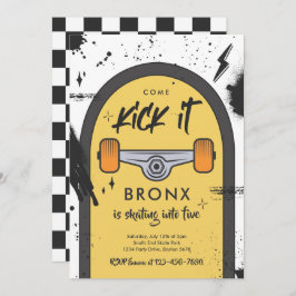 スケートボ来ードキックイットアーバンスポーツ誕生日パーティー 招待状