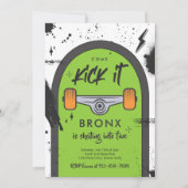 スケートボ来ードキックイットアーバンスポーツ誕生日パーティー 招待状 (正面)