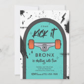 スケートボ来ードキックイットアーバンスポーツ誕生日パーティー 招待状 (正面)