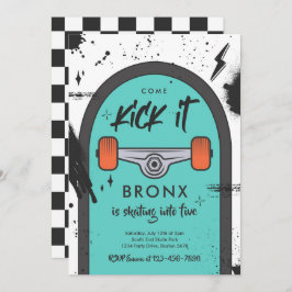スケートボ来ードキックイットアーバンスポーツ誕生日パーティー 招待状