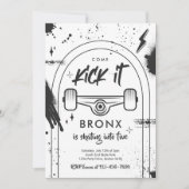 スケートボ来ードキックイットアーバンスポーツ誕生日パーティー 招待状 (正面)