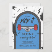 スケートボ来ードキックイットアーバンスポーツ誕生日パーティー 招待状 (正面)