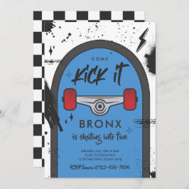 スケートボ来ードキックイットアーバンスポーツ誕生日パーティー 招待状