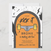 スケートボ来ードキックイットアーバンスポーツ誕生日パーティー 招待状 (正面)