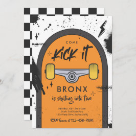 スケートボ来ードキックイットアーバンスポーツ誕生日パーティー 招待状