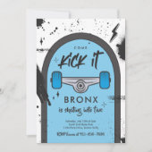 スケートボ来ードキックイットアーバンスポーツ誕生日パーティー 招待状 (正面)