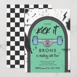 スケートボ来ードキックイットアーバンスポーツ誕生日パーティー 招待状