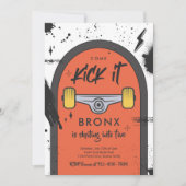 スケートボ来ードキックイットアーバンスポーツ誕生日パーティー 招待状 (正面)